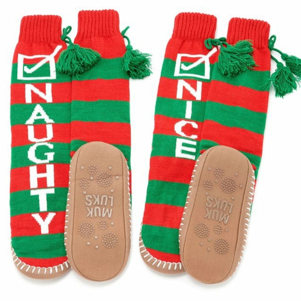 Naughty OR Nice holiday slipper socks